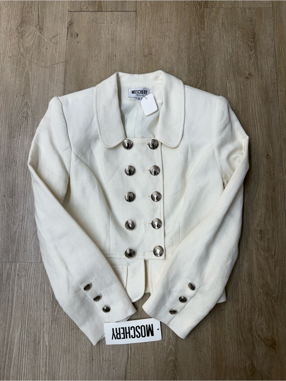 NWT Vtg Moschery Ivory/Off White Linen Blazer Sz 4
